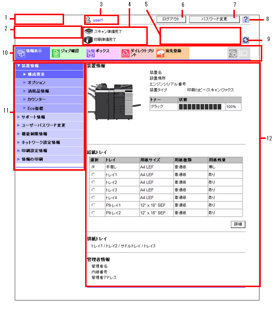  Connectionの画面構成 bizhub 754e / 654e ユーザーズガイド コニカミノルタ